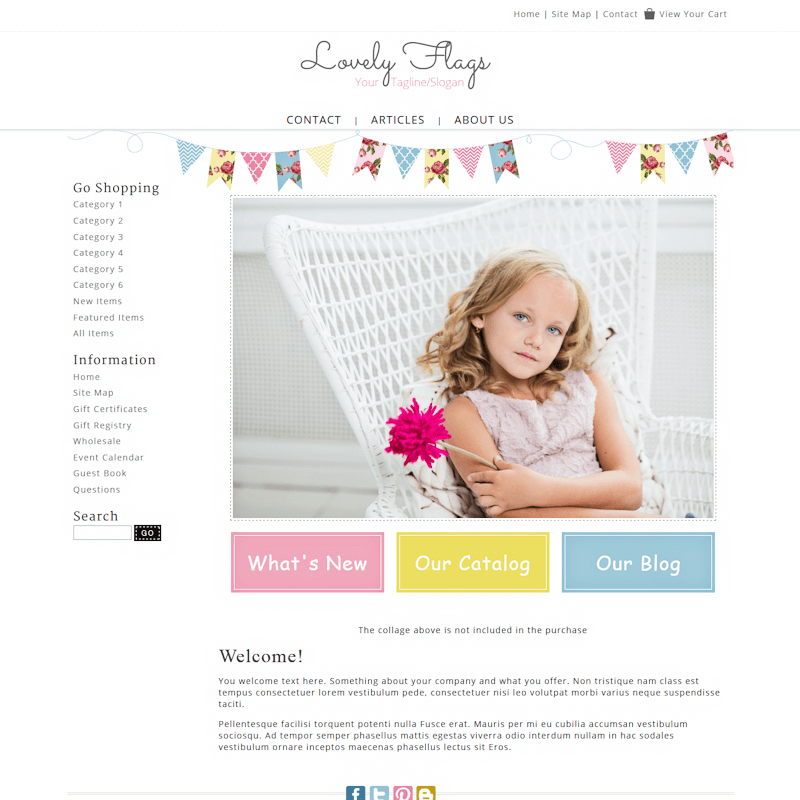 Lovely Flags - Responsive-pink, girly, banners, bunting, responsive, 